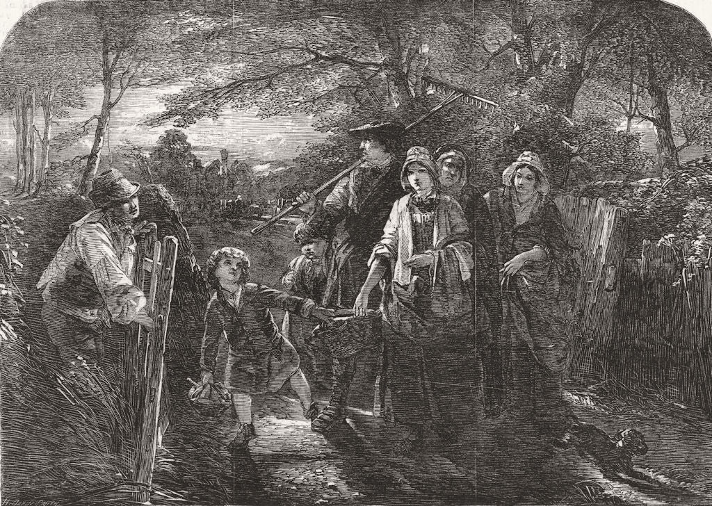 FARMING. Morning-Reapers going out 1854 old antique vintage print picture